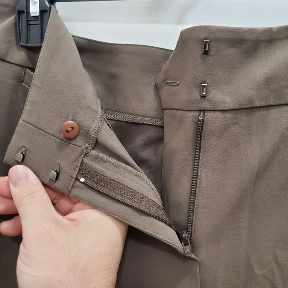J. Jill Women's Brown Stretch Flat Front Casual Fit Cropped Leg Dress Pants Sz 8 - Picture 5 of 8